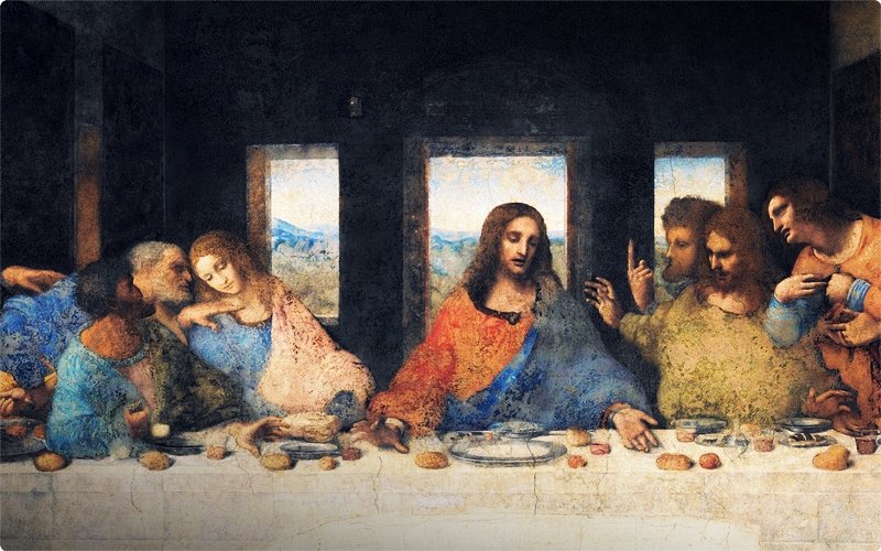 The well known painting The Last Supper was painted into a wall in a convent in Milan, but it's not in the condition it used to be in.